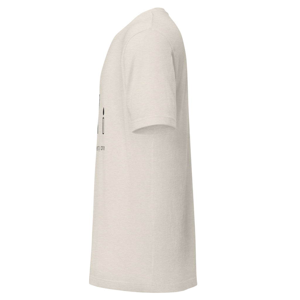 Heather Dust t shirt with a large thin charcoal 21, a single candle and the words officially twenty one underneath
