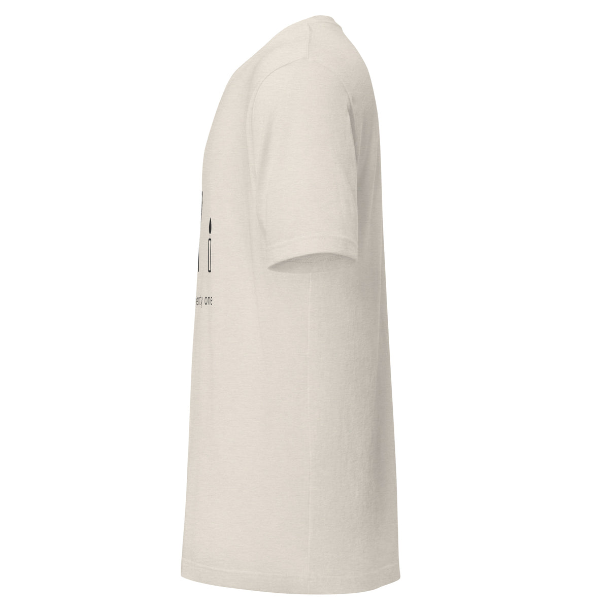 Heather Dust t shirt with a large thin charcoal 21, a single candle and the words officially twenty one underneath